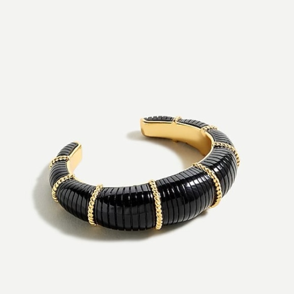 NWT J.Crew Black and Gold Trimmed Cuff Bracelet